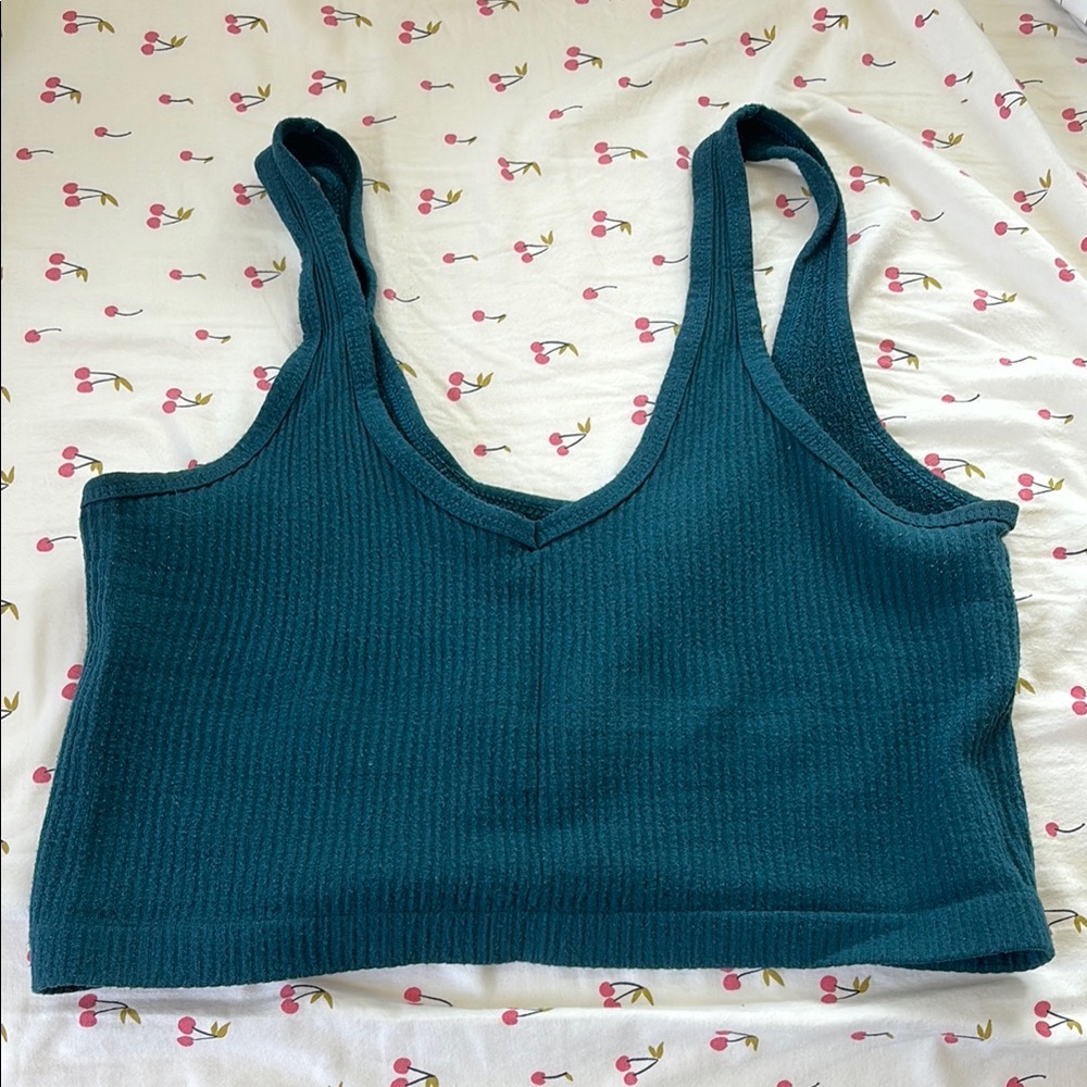 Teal Ribbed Crop Top